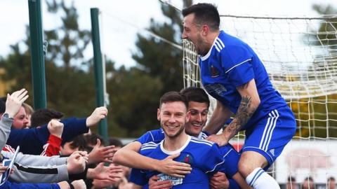 Mitch Megginson celebrates a Cove Rangers goal