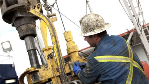 Worker on oil rig