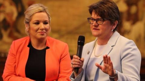 Sinn Féin's Michelle O'Neill and DUP leader Arlene Foster