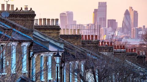 South London houses with city in background