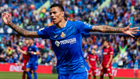 Mason Greenwood celebrates a goal for Getafe