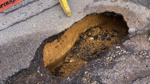 Hole in a road in Wisbech