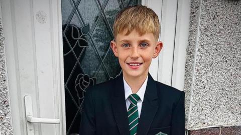 Riley Townsend pictured in his school uniform