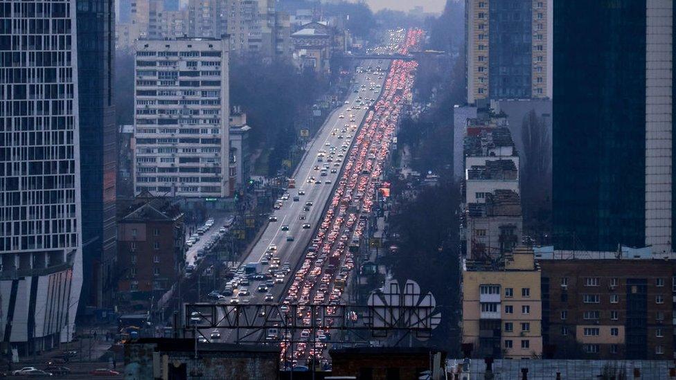 Cars queuing