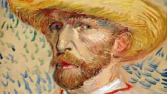 Close up of di painting, title "Self-Portrait wit Straw Hat"