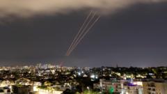 mísseis no céu de Israel