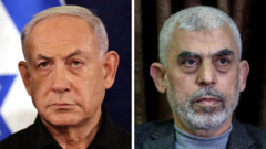 le Premier ministre israélien Benjamin Netanyahu et le chef du Hamas à Gaza, Yahya Sinwar.