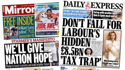 Daily Mirror and Daily Express front pages 
