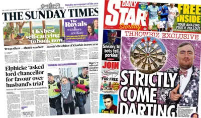 Sunday Times and Daily Star on Sunday front pages
