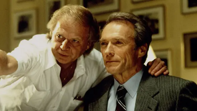 Петерсен и Иствуд во время съемок фильма "На линии огня"