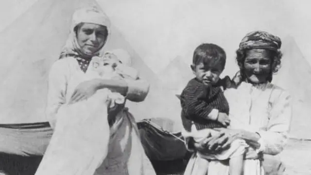 Armenian refugees at a camp in 1915