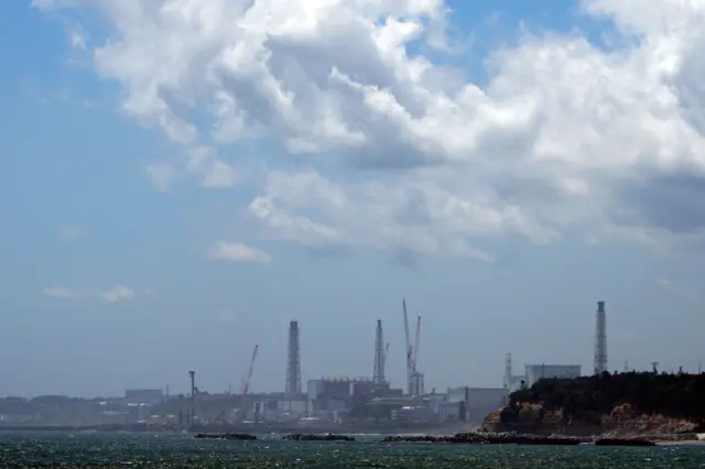 Вид на АЭС и порт со стороны моря