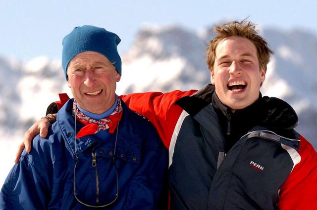 Принц Чарльз и его сын, принц Уильям, в Швейцарии