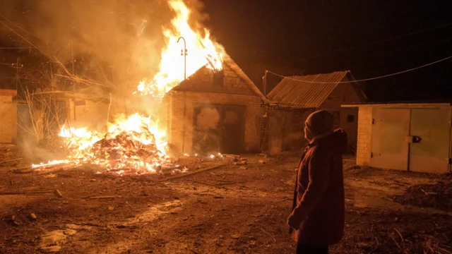 Пожар в городе Часов Яр