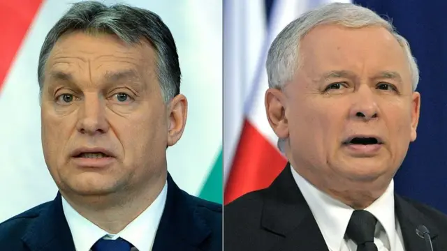 Глава партии “Право и справедливость” Ярослава Качиньский и лидер партии Фидес Виктор Орбан