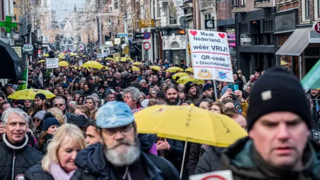 Антиковидные протесты в Амстердаме