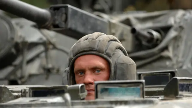 Российский военный во время войны с Грузией в 2008 году