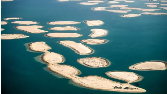 Bare sand on islands in The World Dubai