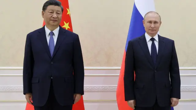 Си Цзиньпин и Путин на саммите Шанхайской организации сотрудничества осенью 2022 года