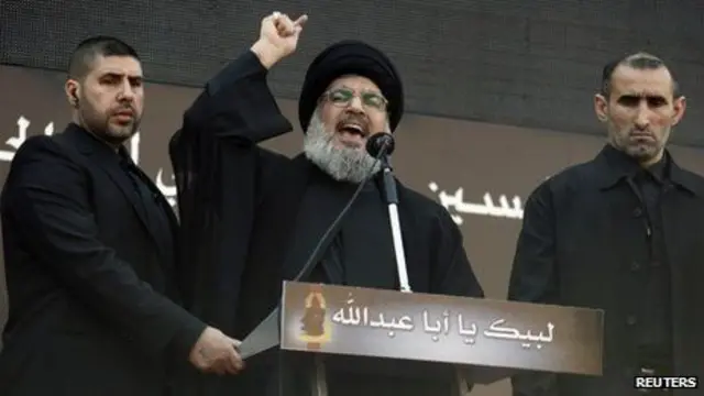 Hassan Nasrallah lors d'un rassemblement à Beyrouth (14 novembre 2013)