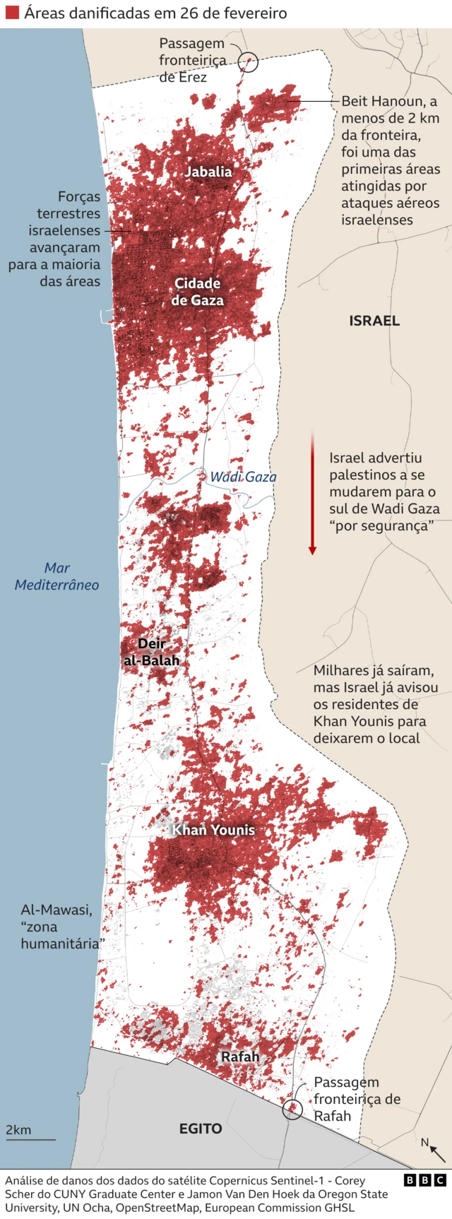 Gráfico mostra áreas danificadas até fevereiro 