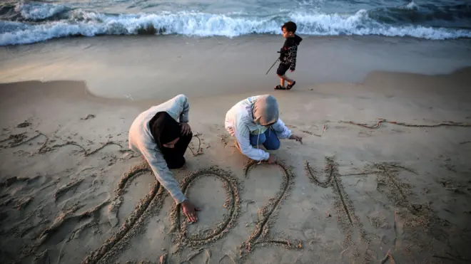 Une plage de la bande de Gaza le dernier jour de l'année 2023