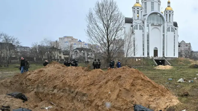 It is unclear how many people were buried at this mass grave outside a chucrch