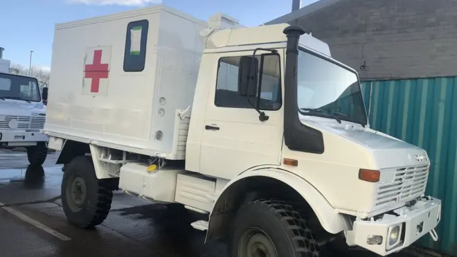 Old British military vehicles are being transformed into armoured ambulances to help Ukraine