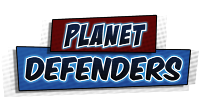The Planet Defenders logo, black text on a red and blue box.