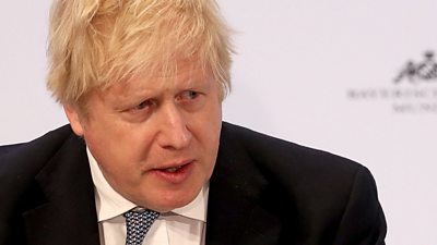 UK Prime Minister Boris Johnson speaks at the Munich Security Conference, 19 February 2022