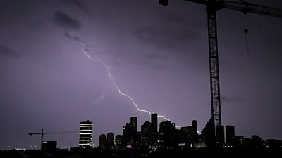 Lightning bolt over Houston