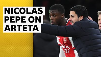 Nicolas Pepe and Mikel Arteta