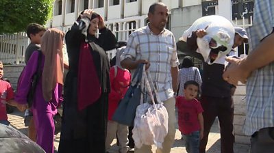 People seeking shelter in school in Beirut