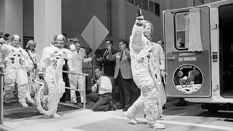 Getty Images The crew of the Apollo 11 underwent rigorous training in simulated conditions before boarding for the lunar landing mission (Credit: Getty Images)