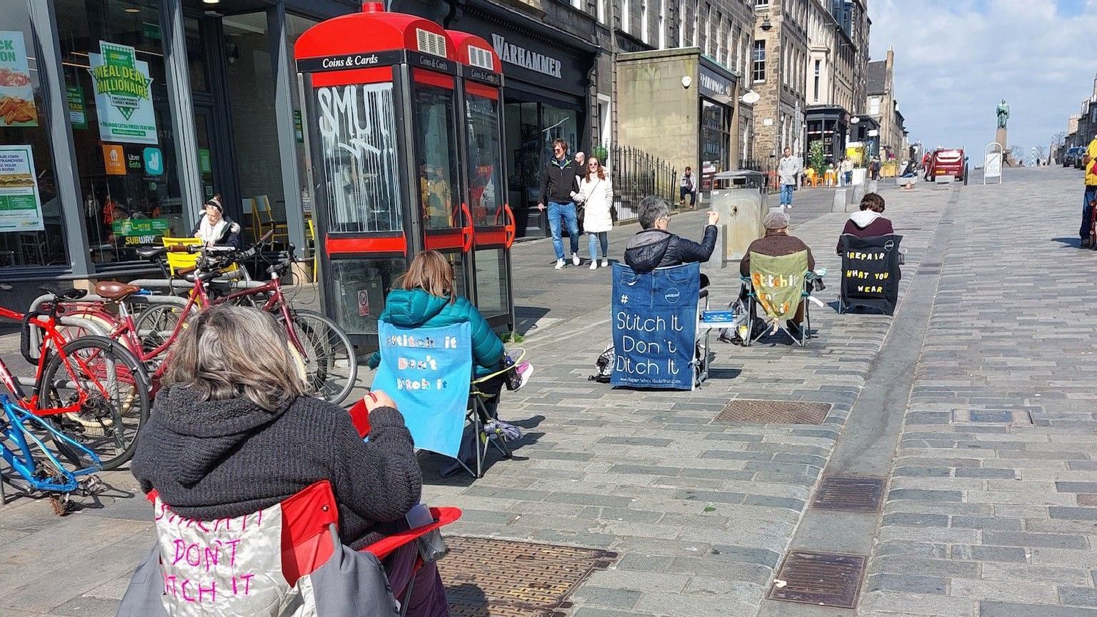 Street stitchers in Edinburgh city centre