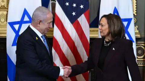 Israeli Prime Minister Benjamin Netanyahu and US Vice-President Kamala Harris