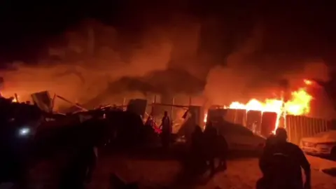 Fire after Israeli strike in Rafah