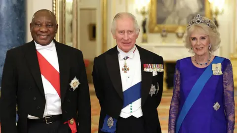 Getty Images South Africa's President, Cyril Ramaphosa, King Charles and Camilla, Queen Consort