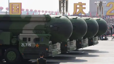 File photo of China's DF-41 nuclear-capable intercontinental ballistic missiles at a military parade in 2019