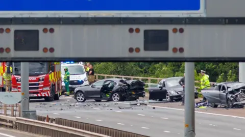 car crash on Glasgow M8