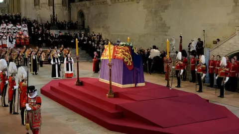 Reuters The service held in Westminster Hall for the Queen's coffin