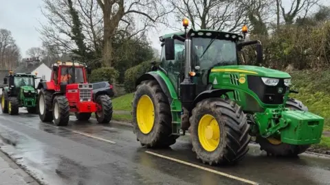 Tractors being driven through part of North Yorkshire