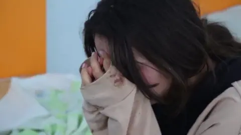 Artsakh Public TV A girl in tears in hospital in Nagorno-Karabakh