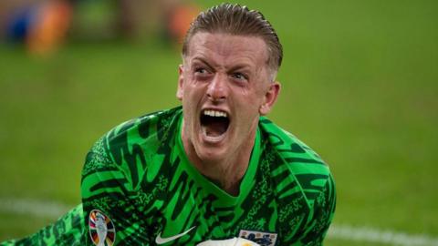 England goalkeeper Jordan Pickford celebrates