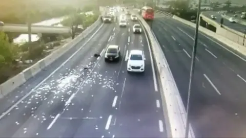 Money on the highway in Chile