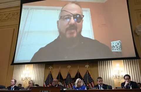 Getty Images A clip of Oath Keepers founder Stewart Rhodes was shown to a Congressional committee investigating the 6 Jan attack