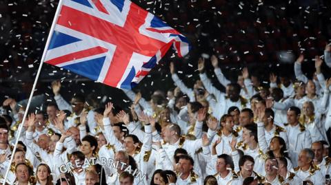 Team GB athletes at the London 2012 opening ceremony