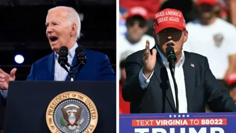 Joe Biden in North Carolina and Donald Trump in Virginia