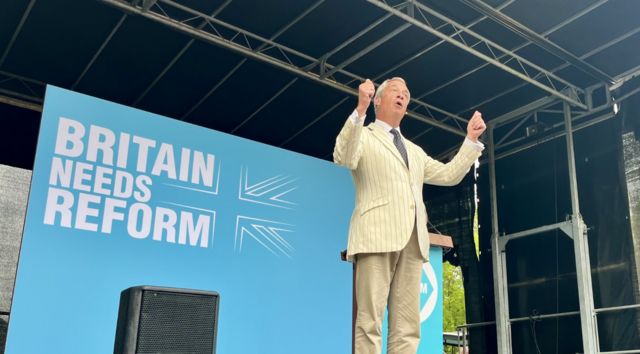 Nigel Farage at rally in Newton Abbot, Devon