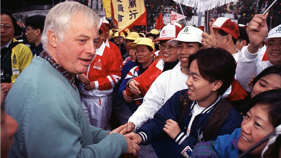 Lord Patten meets locals in Hong Kong, March 1996